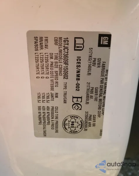 2009 GMC Sierra C3500 z USA, uszkodzony, nr VIN 1GTJC73609F150902